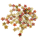 50 Pieces Floral Stars Shape Wooden Flatback Buttons for DIY Sewing Craft Decoration 17mm