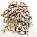 100 Pieces Wood Cutout Shapes Unfinished Hollow Fish Slices for Craft