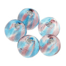 Pack of 5PCS Two-Tone Color Silver Foil Round Glass Loose Beads For Jewelry Necklace Bracelet DIY Making 12mm Lake Blue