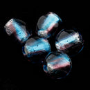 Pack of 5PCS Two-Tone Color Silver Foil Round Glass Loose Beads For Jewelry Necklace Bracelet DIY Making 12mm Lake Blue
