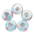 Pack of 5PCS Two-Tone Color Silver Foil Round Glass Loose Beads For Jewelry Necklace Bracelet DIY Making 12mm Lake Blue