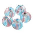 Pack of 5PCS Two-Tone Color Silver Foil Round Glass Loose Beads For Jewelry Necklace Bracelet DIY Making 12mm Lake Blue