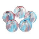 Pack of 5PCS Two-Tone Color Silver Foil Round Glass Loose Beads For Jewelry Necklace Bracelet DIY Making 12mm Lake Blue