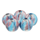 Pack of 5PCS Two-Tone Color Silver Foil Round Glass Loose Beads For Jewelry Necklace Bracelet DIY Making 12mm Lake Blue