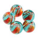 Pack of 5PCS Two-Tone Color Silver Foil Round Glass Loose Beads For Jewelry Necklace Bracelet DIY Making 12mm Red