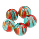 Pack of 5PCS Two-Tone Color Silver Foil Round Glass Loose Beads For Jewelry Necklace Bracelet DIY Making 12mm Red