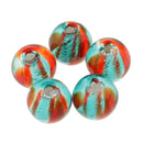 Pack of 5PCS Two-Tone Color Silver Foil Round Glass Loose Beads For Jewelry Necklace Bracelet DIY Making 12mm Red