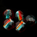Pack of 5PCS Two-Tone Color Silver Foil Round Glass Loose Beads For Jewelry Necklace Bracelet DIY Making 12mm Red