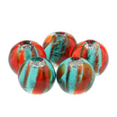 Pack of 5PCS Two-Tone Color Silver Foil Round Glass Loose Beads For Jewelry Necklace Bracelet DIY Making 12mm Red