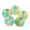 Pack of 5PCS Two-Tone Color Silver Foil Round Glass Loose Beads For Jewelry Necklace Bracelet DIY Making 12mm Coffee