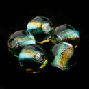 Pack of 5PCS Two-Tone Color Silver Foil Round Glass Loose Beads For Jewelry Necklace Bracelet DIY Making 12mm Coffee