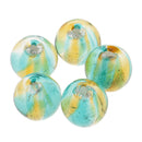 Pack of 5PCS Two-Tone Color Silver Foil Round Glass Loose Beads For Jewelry Necklace Bracelet DIY Making 12mm Coffee
