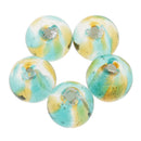 Pack of 5PCS Two-Tone Color Silver Foil Round Glass Loose Beads For Jewelry Necklace Bracelet DIY Making 12mm Coffee