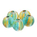 Pack of 5PCS Two-Tone Color Silver Foil Round Glass Loose Beads For Jewelry Necklace Bracelet DIY Making 12mm Coffee