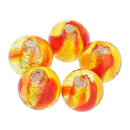 Pack of 5PCS Two-Tone Color Silver Foil Round Glass Loose Beads For Jewelry Necklace Bracelet DIY Making 12mm Yellow