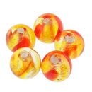Pack of 5PCS Two-Tone Color Silver Foil Round Glass Loose Beads For Jewelry Necklace Bracelet DIY Making 12mm Yellow