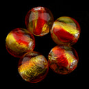 Pack of 5PCS Two-Tone Color Silver Foil Round Glass Loose Beads For Jewelry Necklace Bracelet DIY Making 12mm Yellow