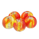 Pack of 5PCS Two-Tone Color Silver Foil Round Glass Loose Beads For Jewelry Necklace Bracelet DIY Making 12mm Yellow