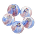 Pack of 5PCS Two-Tone Color Silver Foil Round Glass Loose Beads For Jewelry Necklace Bracelet DIY Making 12mm Purple