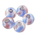 Pack of 5PCS Two-Tone Color Silver Foil Round Glass Loose Beads For Jewelry Necklace Bracelet DIY Making 12mm Purple