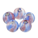 Pack of 5PCS Two-Tone Color Silver Foil Round Glass Loose Beads For Jewelry Necklace Bracelet DIY Making 12mm Purple