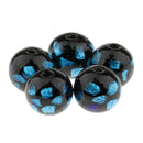 5 Pieces Round Loose Glass Lampwork Bead for Beading Jewellery Making DIY Bracelet Necklace Blue 12mm
