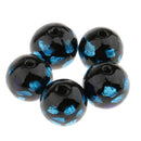 5 Pieces Round Loose Glass Lampwork Bead for Beading Jewellery Making DIY Bracelet Necklace Blue 12mm