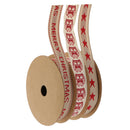 9 Meters Star Merry Christmas Printed 100% Cotton Canvas Ribbon for Sewing Gift Wrap Craft Supplies