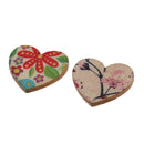 100 Pieces Assorted Printed Heart Shape Wood Slice Pieces Wedding Table Decoration Embellishments 21mm