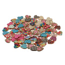 100 Pieces Assorted Printed Heart Shape Wood Slice Pieces Wedding Table Decoration Embellishments 21mm
