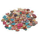 100 Pieces Assorted Printed Heart Shape Wood Slice Pieces Wedding Table Decoration Embellishments 21mm