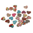 100 Pieces Assorted Printed Heart Shape Wood Slice Pieces Wedding Table Decoration Embellishments 21mm