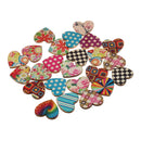 100 Pieces Assorted Printed Heart Shape Wood Slice Pieces Wedding Table Decoration Embellishments 21mm