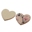 100 Pieces Assorted Printed Heart Shape Wood Slice Pieces Wedding Table Decoration Embellishments 21mm