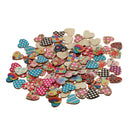 100 Pieces Assorted Printed Heart Shape Wood Slice Pieces Wedding Table Decoration Embellishments 21mm