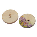 100Pieces Mixed Floral Wooden Round 2 Holes Buttons for Sewing Crafts 25mm