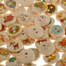 100Pieces Mixed Animal Pattern Wooden 2 Holes Buttons for Sewing Crafts 15mm