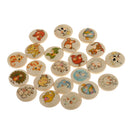 100Pieces Mixed Animal Pattern Wooden 2 Holes Buttons for Sewing Crafts 15mm