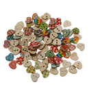 100 Pieces Heart Shaped Painted 2 Hole Wood Buttons 15mm for Sewing Scrapbooking