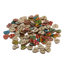 100 Pieces Heart Shaped Painted 2 Hole Wood Buttons 15mm for Sewing Scrapbooking