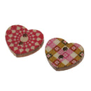 100 Pieces Heart Shaped Painted 2 Hole Wood Buttons 15mm for Sewing Scrapbooking