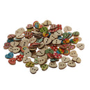 100 Pieces Heart Shaped Painted 2 Hole Wood Buttons 15mm for Sewing Scrapbooking