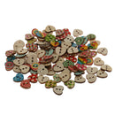 100 Pieces Heart Shaped Painted 2 Hole Wood Buttons 15mm for Sewing Scrapbooking