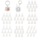 10Pieces Octagon Shape Blank Insert Photo Picture Frame Split Ring Keychain