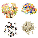 100Pieces Mixed Striped Dots Wooden Round Shape 2 Holes Buttons for Sewing Crafting Scrapbooking DIY 15mm