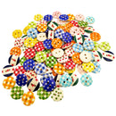 100Pieces Wooden Round Check Pattern 2 Holes Buttons for Sewing Crafts 15mm
