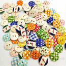 100Pieces Wooden Round Check Pattern 2 Holes Buttons for Sewing Crafts 15mm