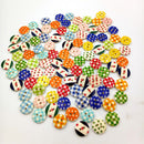 100Pieces Wooden Round Check Pattern 2 Holes Buttons for Sewing Crafts 15mm