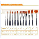 12pcs Nylon Hair Paint Brush Set Artist Watercolor Acrylic Painting Supplies