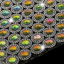 Iron On Beaded Glass Rhinestone Mesh Trim Applique Motif